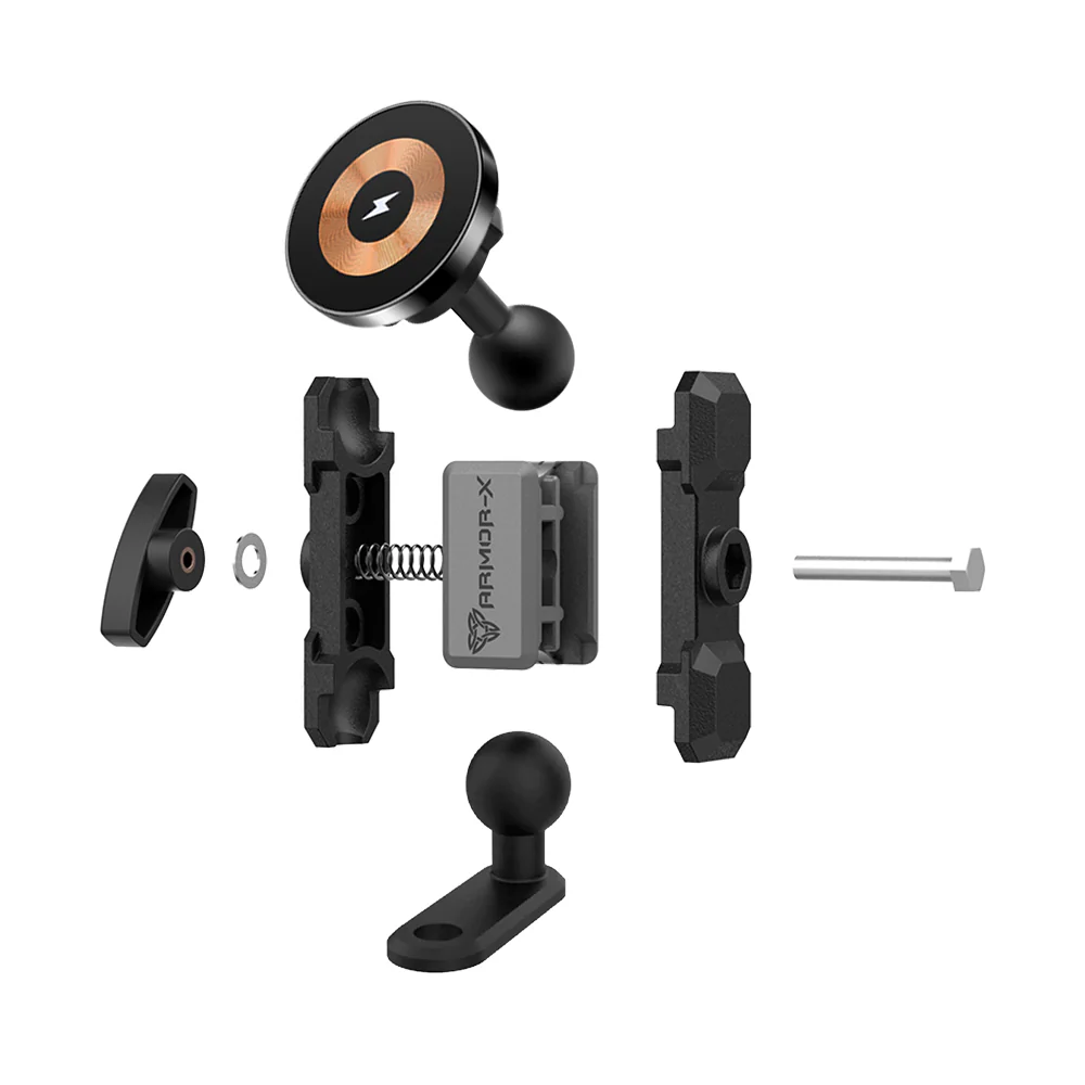 P20MS03 | Heavy-Duty Motorcycle Mirror or Pinchbolt Mount | MagSafe / Pixelsnap 15W Fast Charger | ONE-LOCK for iPhone & Smartphone - Image 9