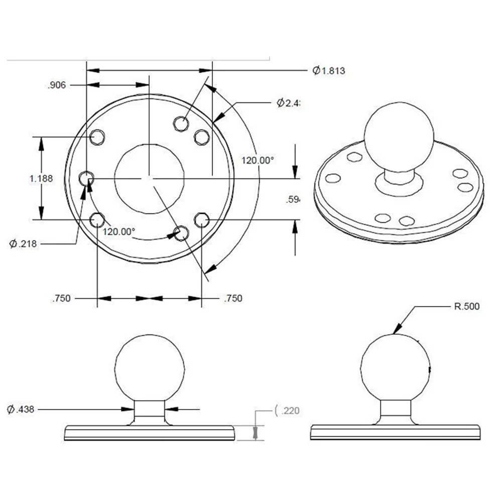 P22T | Heavy-Duty 2.5" Round Plate AMPS Mount | ONE-LOCK for Tablet - Image 3