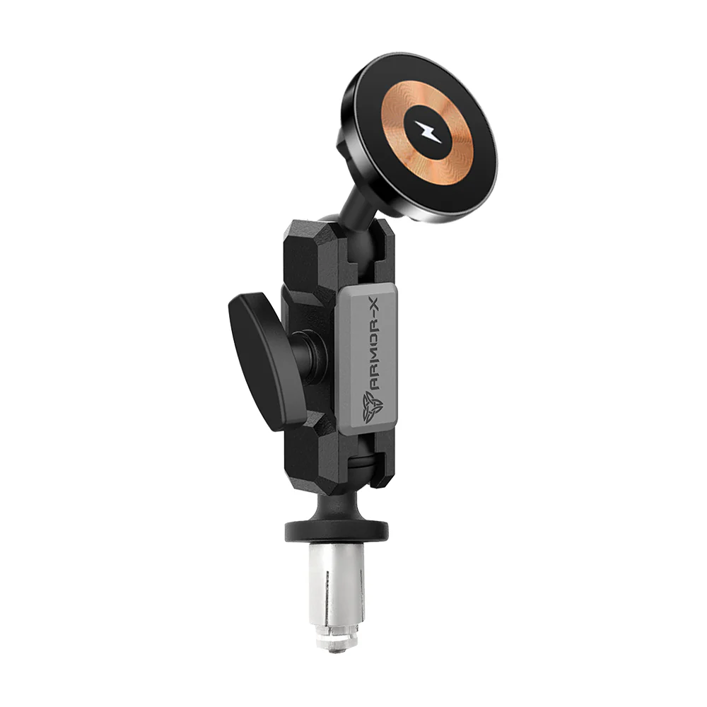 P30MS03 | Heavy-Duty Motorcycle Fork Stem Mount | MagSafe / Pixelsnap 15W Fast Charger | ONE-LOCK for iPhone & Smartphone