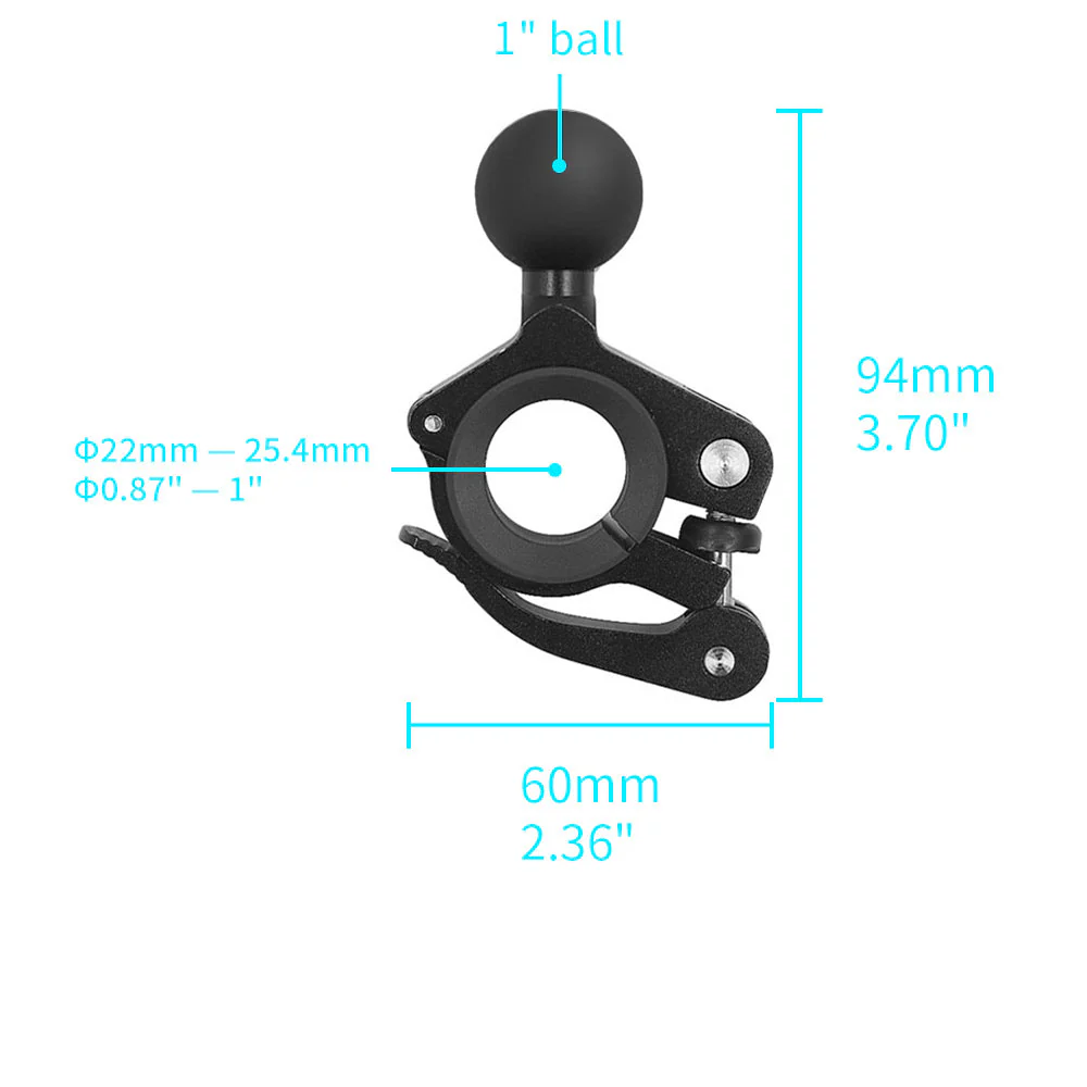 P35K | Heavy-Duty Motorcycle Quick Release Handlebar Mount  | ONE-LOCK for Phone - Image 2