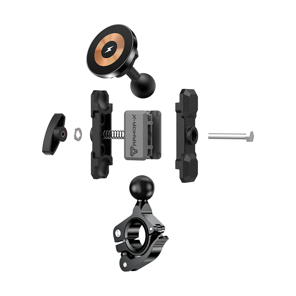 P35MS03 | Heavy-Duty Motorcycle Quick Release Handlebar Mount | MagSafe / Pixelsnap 15W Fast Charger | ONE-LOCK for iPhone & Smartphone - Image 8