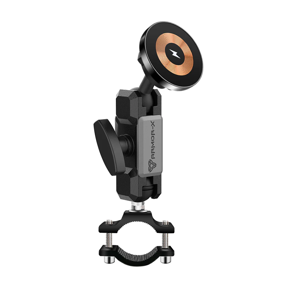 P44MS03 | Handlebar Rail Mount | ⌀20-38mm | MagSafe / Pixelsnap 15W Fast Charger | ONE-LOCK for iPhone & Smartphone
