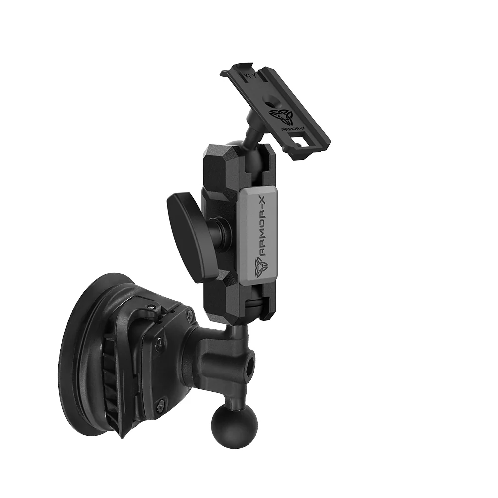 P47K | Dual Ball Strong Suction Cup Mount | ONE-LOCK for Phone