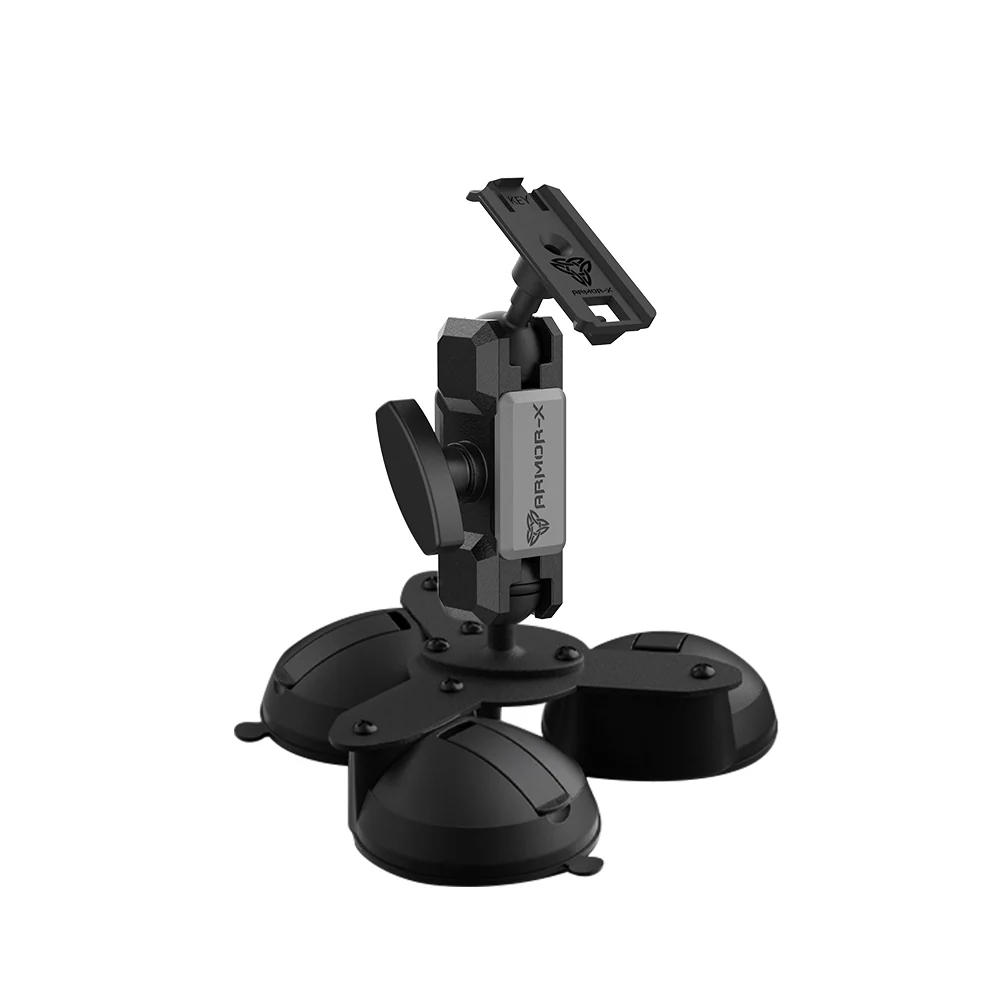 P53K | Glass Triple Suction Cup Mount | ONE-LOCK for Phone