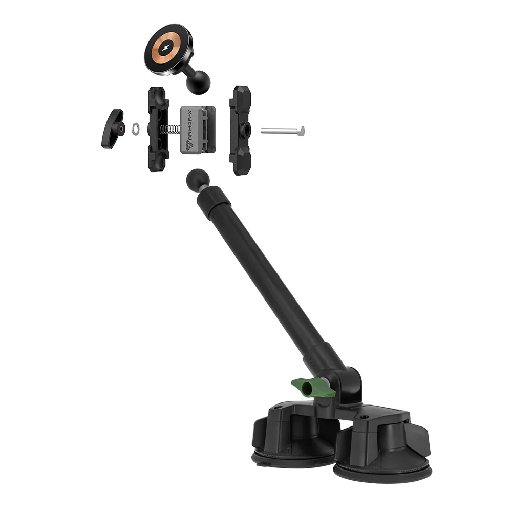 P65MS03 | Dual Suction Cup Mount with Long Arm | MagSafe / Pixelsnap 15W Fast Charger | ONE-LOCK for iPhone & Smartphone - Image 10