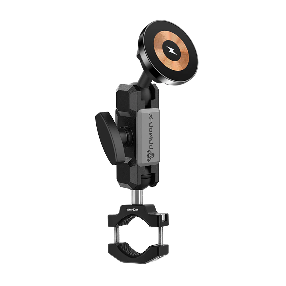 P67MS03 | Bar Clamp Moun | ⌀10-32mm | MagSafe / Pixelsnap 15W Fast Charger | ONE-LOCK for iPhone & Smartphone