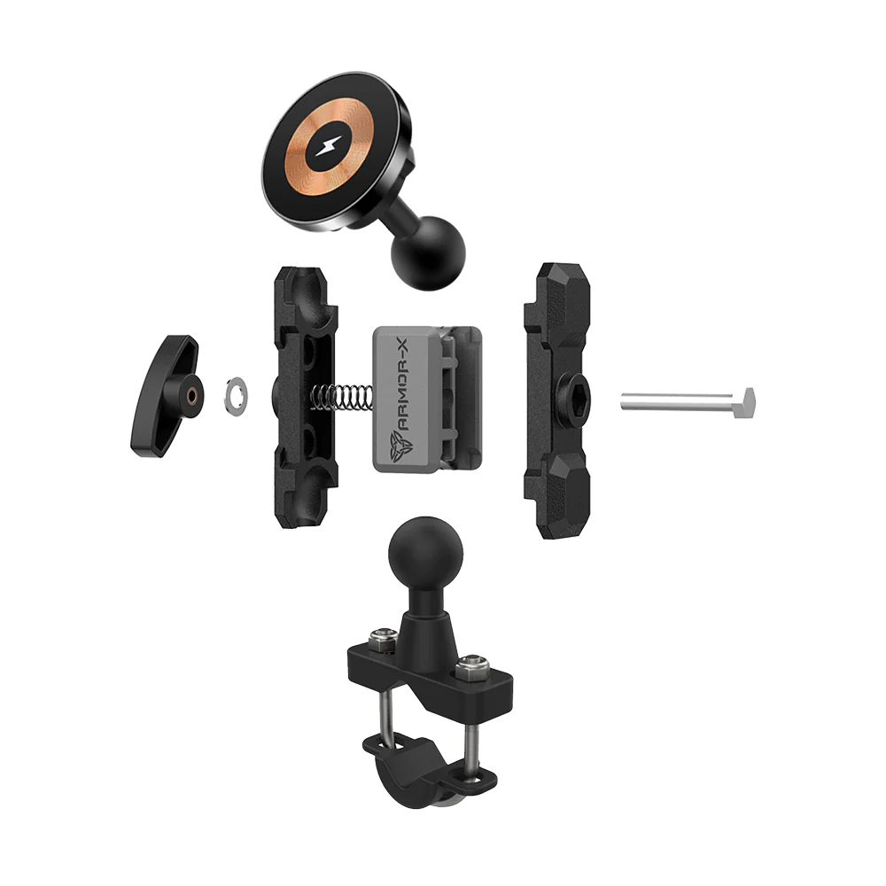 P9MS03 | Heavy-Duty U-Bolt Bar Mount | ⌀12-35mm | MagSafe / Pixelsnap 15W Fast Charger | ONE-LOCK for iPhone & Smartphone - Image 8