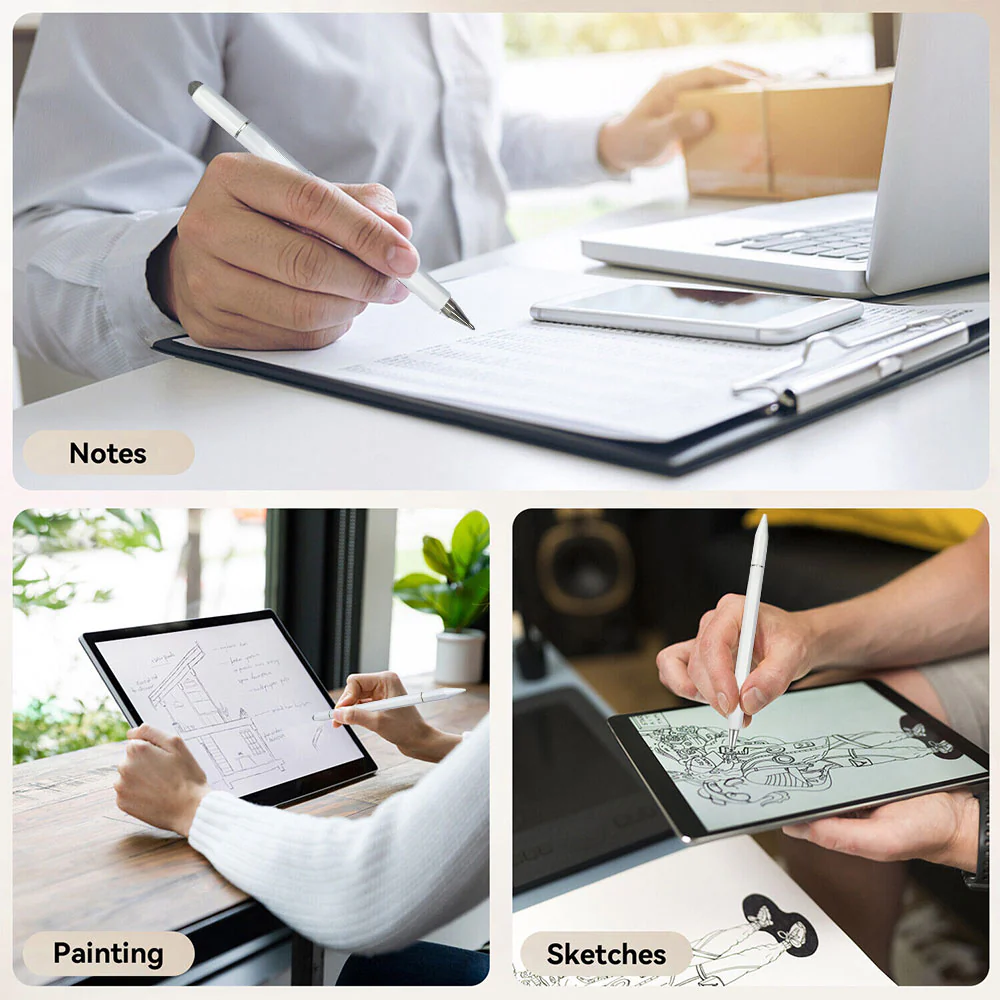 PEN-02 | 3-in-1 Magnetic Stylus Pens with Fibber Stylus & Disc Pen & Gel Pen | for iOS / Android / Windows - Image 6
