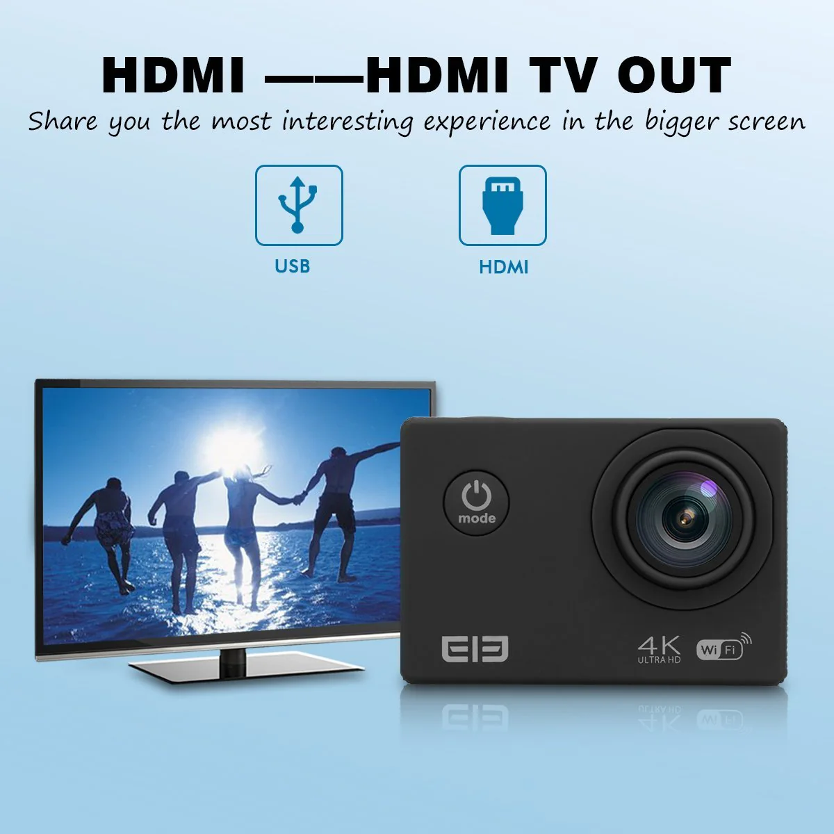 PHT-ELE-EPR-BK Elephone ELE Explorer 4K Ultra HD WiFi Action Camera - Image 5