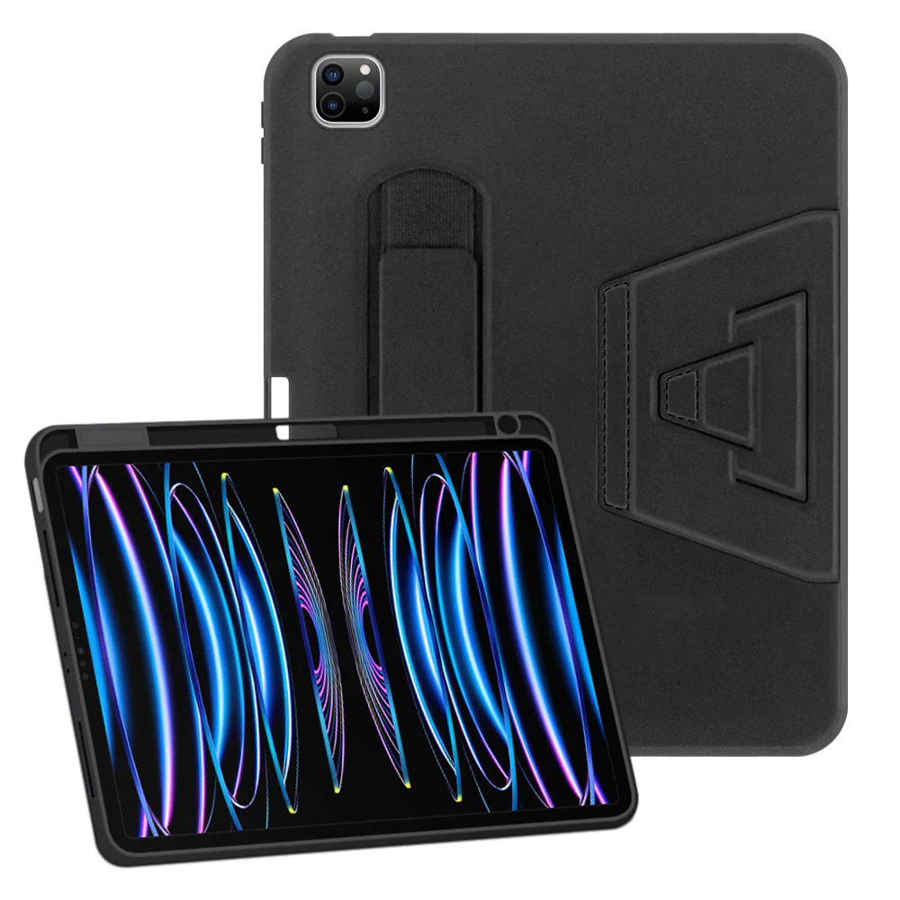 PKN-iPad-A6 | iPad Pro 12.9 ( 3rd / 4th / 5th / 6th Gen. ) 2018 / 2020 / 2021 / 2022 | Shockproof Case with Hand Strap and Kick-Stand