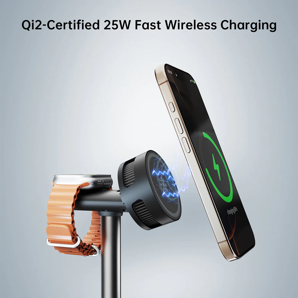 QI2-01 | Qi2.2 25W 3-in-1 Wireless Charger Compatible with iPhone, Apple Watch, AirPods - Image 3