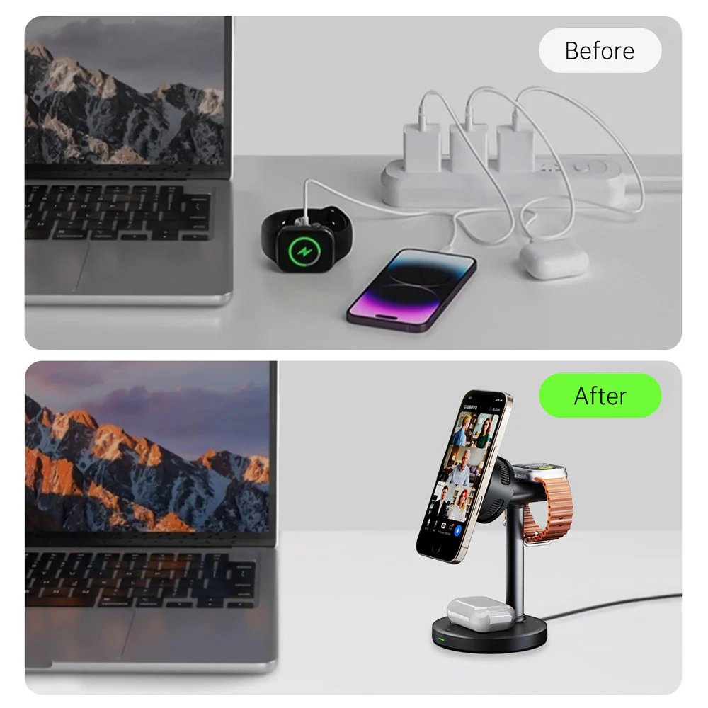 QI2-01 | Qi2.2 25W 3-in-1 Wireless Charger Compatible with iPhone, Apple Watch, AirPods - Image 6