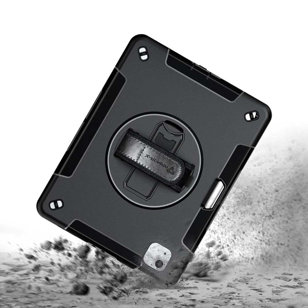 RIN-iPad-A5 | iPad Air 11 (M2) / (M3) / (M4) | Rainproof military grade rugged case with hand strap & kick-stand (built-in screen protector) - Image 8