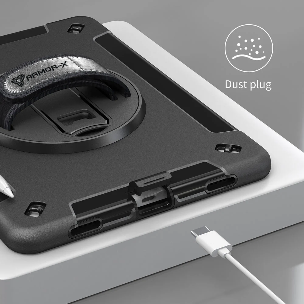 RIN-iPad | iPad / iPad air / iPad Pro | Rainproof military grade rugged case with hand strap and kick-stand - Image 4