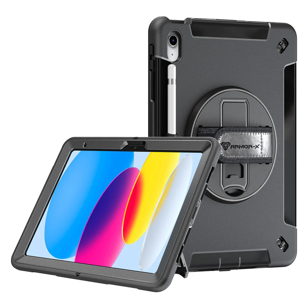 RIN-iPad | iPad / iPad air / iPad Pro | Rainproof military grade rugged case with hand strap and kick-stand - Image 7