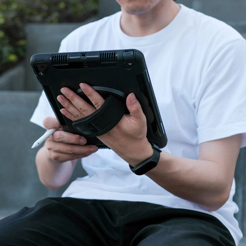 RIN-iPad-N3S | iPad 10.2 (7th & 8th Gen.) 2019 / 2020 | Rainproof military grade rugged case with hand strap and kick-stand - Image 4