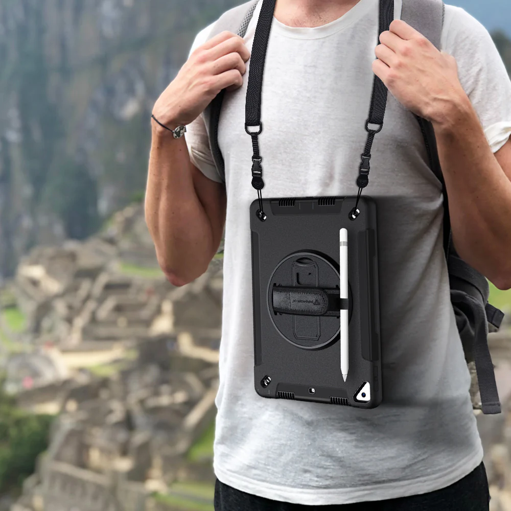 RIN-iPad-N4 | iPad 10.2 (9th Gen.) 2021 | Rainproof military grade rugged case with hand strap and kick-stand - Image 14