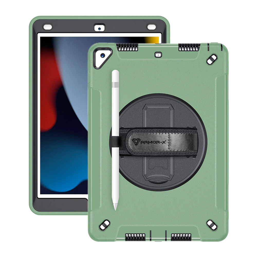 RIN-iPad-N4 | iPad 10.2 (9th Gen.) 2021 | Rainproof military grade rugged case with hand strap and kick-stand - Image 16