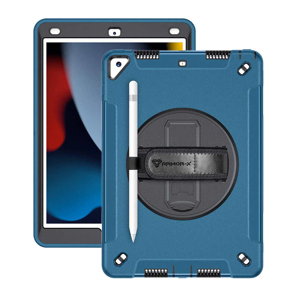 RIN-iPad-N4 | iPad 10.2 (9th Gen.) 2021 | Rainproof military grade rugged case with hand strap and kick-stand - Image 17