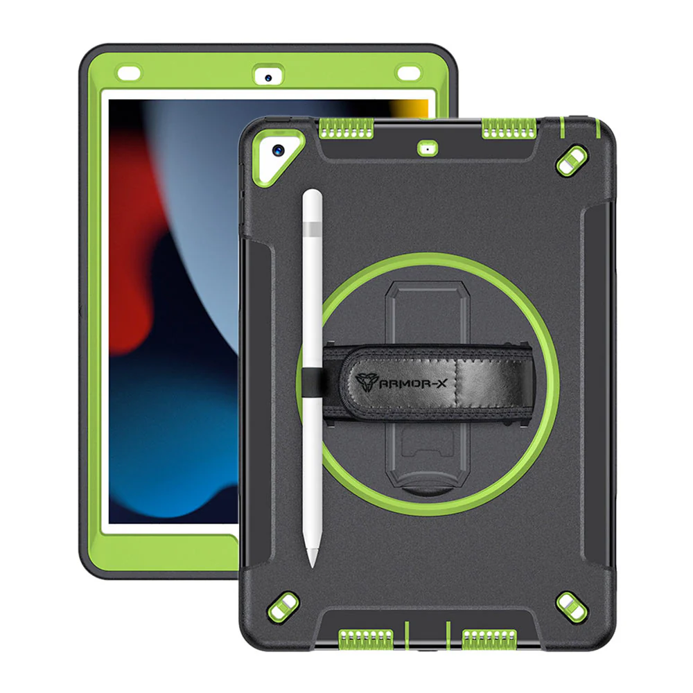 RIN-iPad-N4 | iPad 10.2 (9th Gen.) 2021 | Rainproof military grade rugged case with hand strap and kick-stand - Image 18