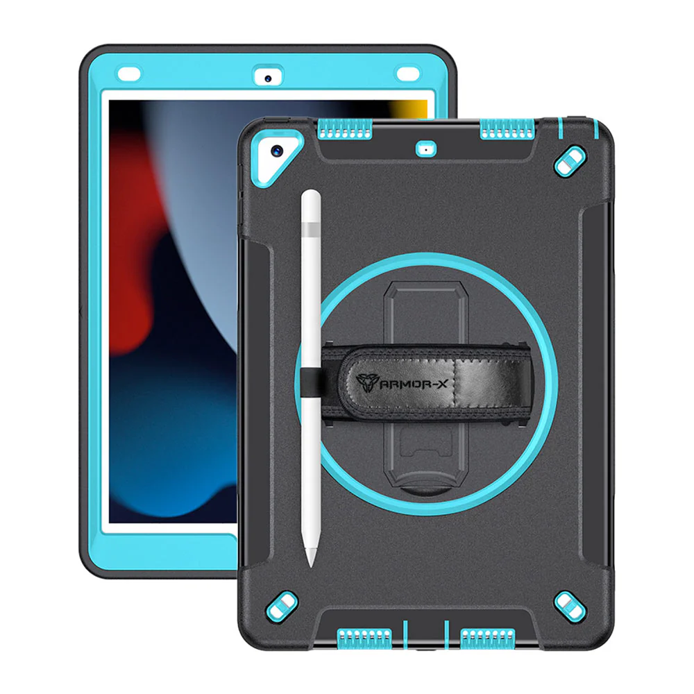 RIN-iPad-N4 | iPad 10.2 (9th Gen.) 2021 | Rainproof military grade rugged case with hand strap and kick-stand - Image 19