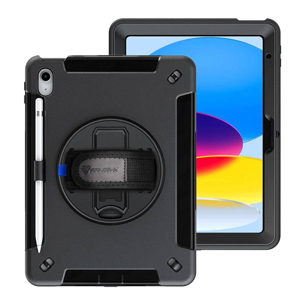 RIN-iPad-N5 | iPad 10.9 (10th Gen.) | Rainproof military grade rugged case with hand strap and kick-stand - Image 11