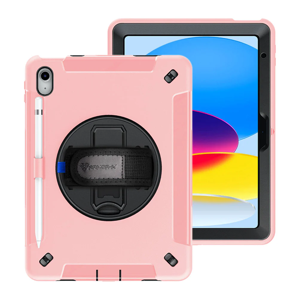 RIN-iPad-N5 | iPad 10.9 (10th Gen.) | Rainproof military grade rugged case with hand strap and kick-stand - Image 12