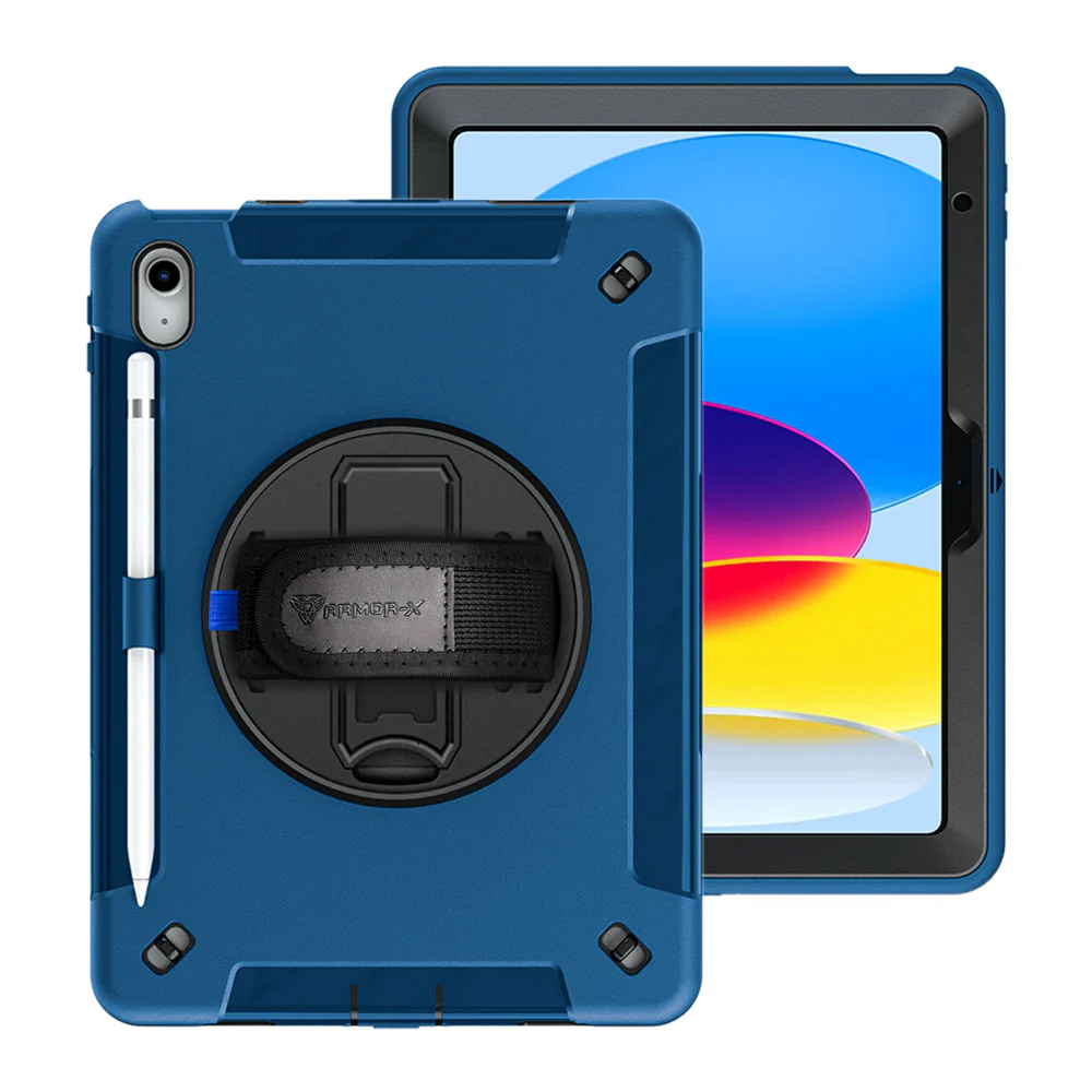 RIN-iPad-N5 | iPad 10.9 (10th Gen.) | Rainproof military grade rugged case with hand strap and kick-stand - Image 14