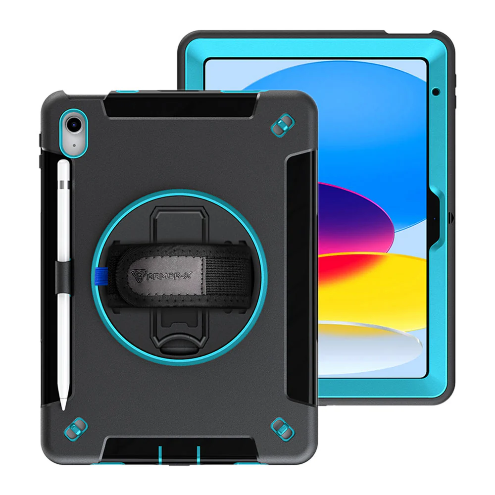 RIN-iPad-N5 | iPad 10.9 (10th Gen.) | Rainproof military grade rugged case with hand strap and kick-stand - Image 15