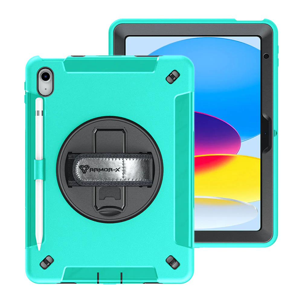 RIN-iPad-N5 | iPad 10.9 (10th Gen.) | Rainproof military grade rugged case with hand strap and kick-stand - Image 16