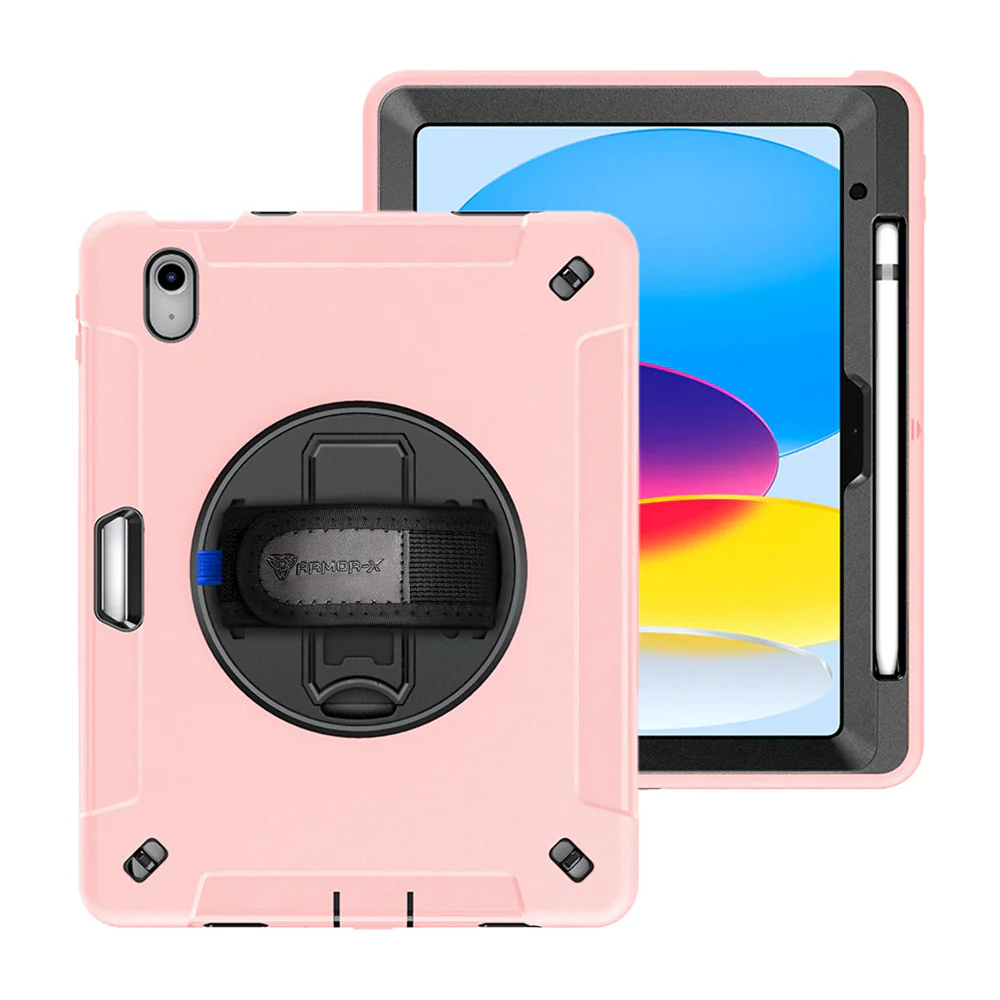RIN-iPad-N5P | iPad 10.9 (10th Gen.) | Rainproof military grade rugged case with hand strap and kick-stand & Built in pen holder - Image 12