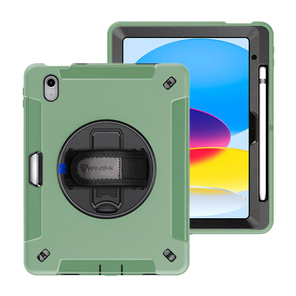 RIN-iPad-N5P | iPad 11-Inch (11th Gen / A16) | Rainproof military grade rugged case with hand strap and kick-stand & Built in pen holder - Image 14