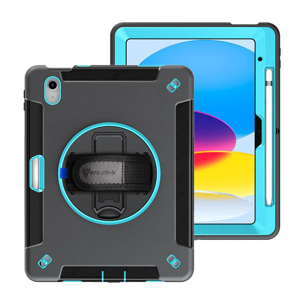 RIN-iPad-N5P | iPad 11-Inch (11th Gen / A16) | Rainproof military grade rugged case with hand strap and kick-stand & Built in pen holder - Image 17