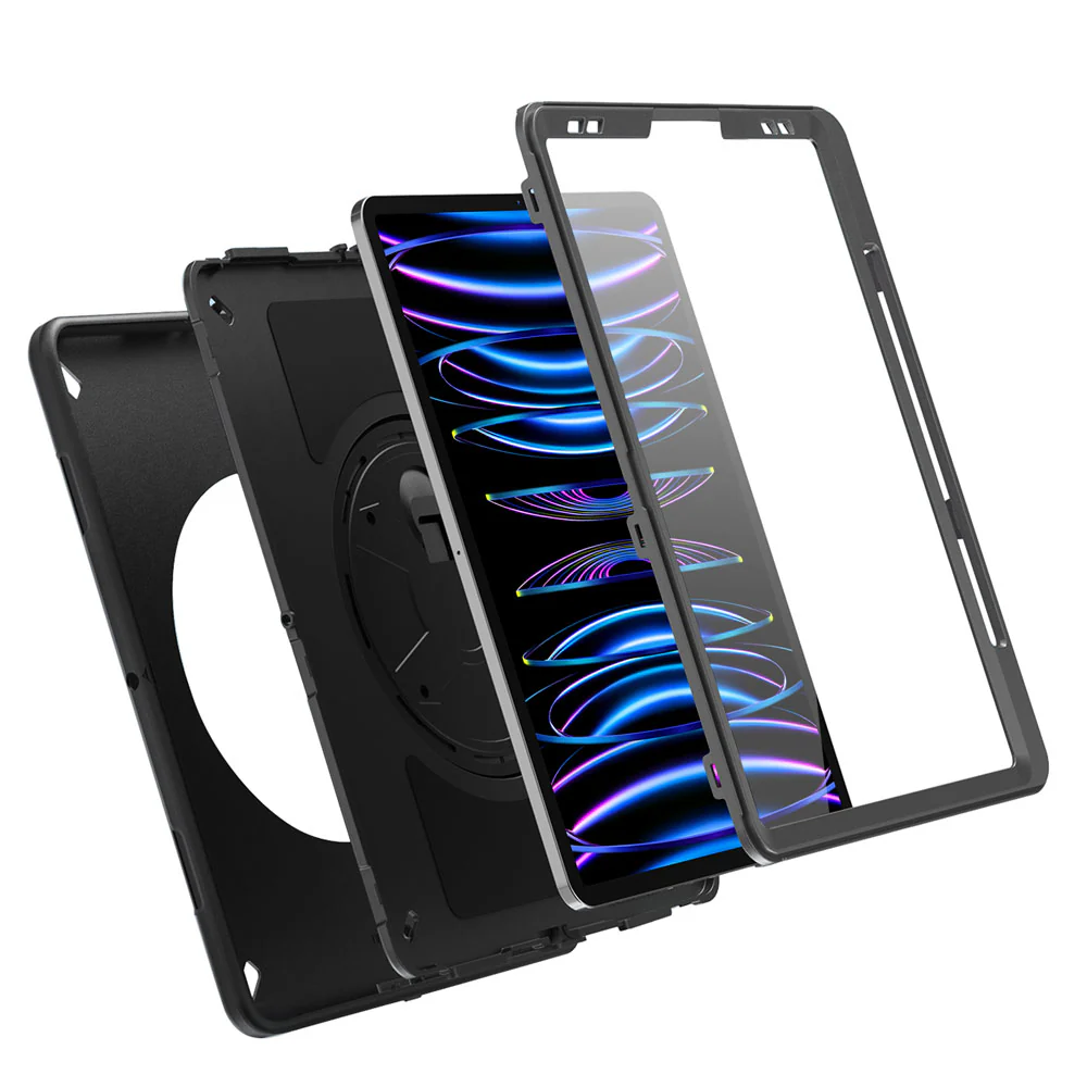 RIN-iPad-PR7 | iPad Pro 12.9 ( 3rd / 4th / 5th / 6th Gen. ) 2018 / 2020 / 2021 / 2022 | Rainproof military grade rugged case with hand strap & kick-stand & pen holder - Image 10