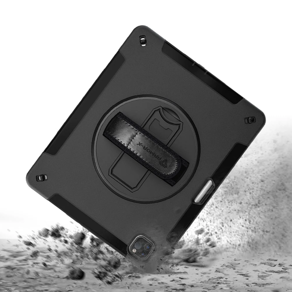 RIN-iPad-PR7 | iPad Pro 12.9 ( 3rd / 4th / 5th / 6th Gen. ) 2018 / 2020 / 2021 / 2022 | Rainproof military grade rugged case with hand strap & kick-stand & pen holder - Image 9
