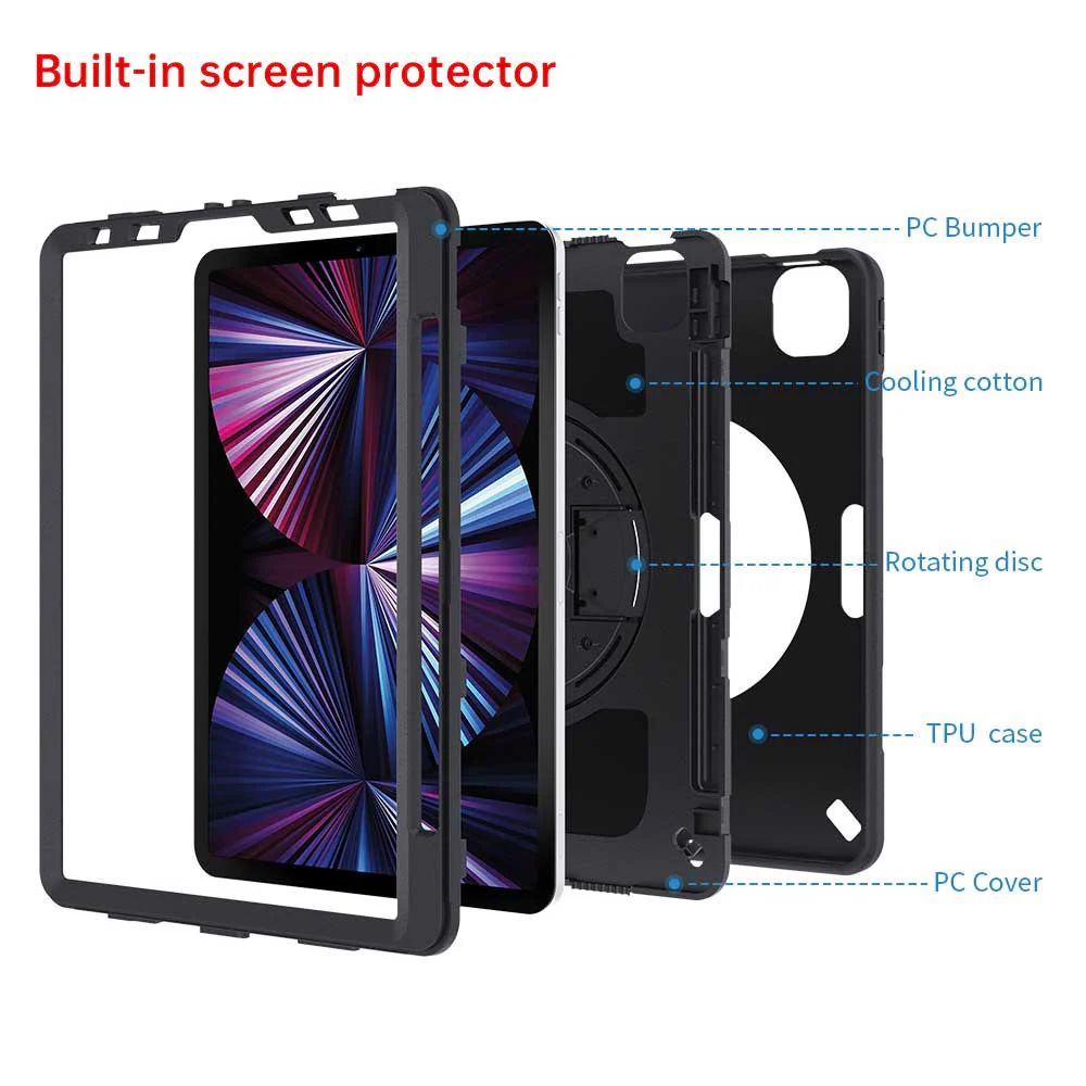 RKB-iPad-PR8 | iPad Pro 11 ( 1st / 2nd / 3rd / 4th Gen. ) 2018 / 2020 / 2021 / 2022 | Rainproof Rugged Case | Pilot Kneeboard & Clipboard with leg strap - Image 8