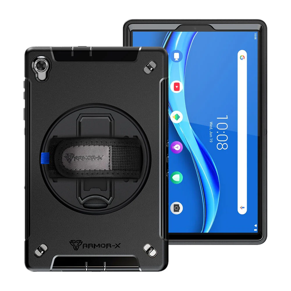 RIN-LN-K10 | Lenovo Tab M10 Plus TB-X606 | Rainproof military grade rugged case with hand strap and kick-stand