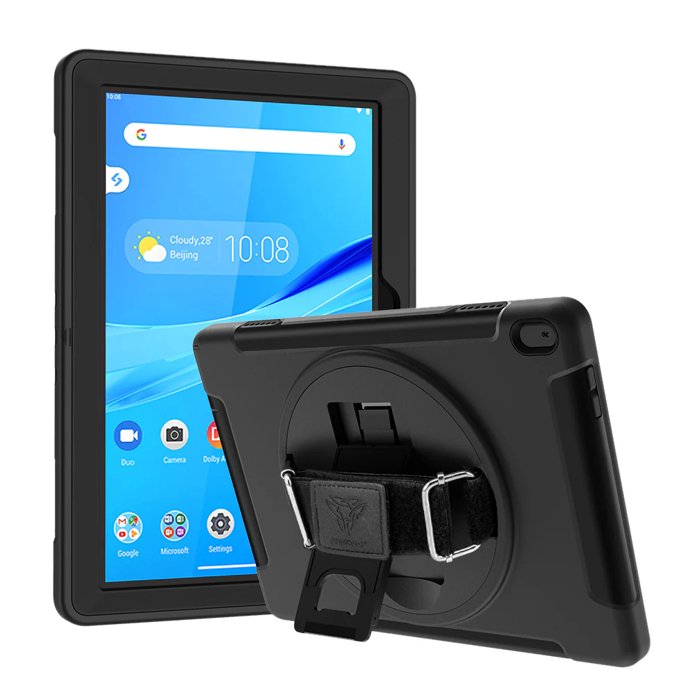 RIN-LN-M10FHD | Lenovo Tab M10 FHD / HD (TB-X605L/F / TB-X505) | Rainproof military grade rugged case with hand strap and kick-stand