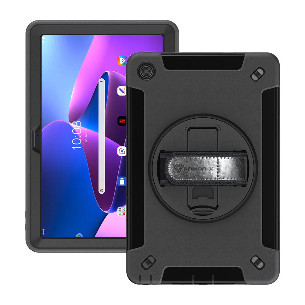 RIN-LN-M10P3 | Lenovo Tab M10 Plus ( Gen3 ) TB125 / TB128 | Rainproof military grade rugged case with hand strap and kick-stand - Image 10