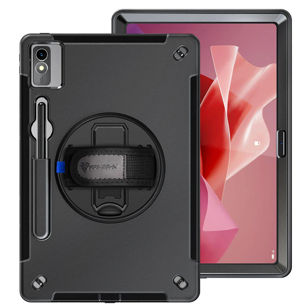 RIN-LN-P12 | Lenovo Tab P12 TB370 | Rainproof military grade rugged case with hand strap and kick-stand