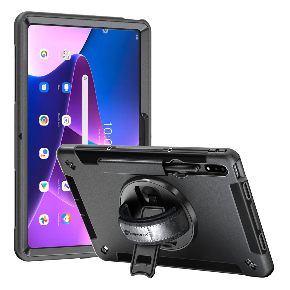 RIN-LN-P12PRO | Lenovo Tab P12 Pro TB-Q706F | Rainproof military grade rugged case with hand strap and kick-stand