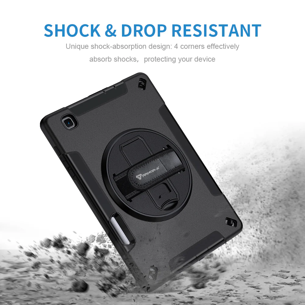 RIN-SS-P610 | Samsung Galaxy Tab S6 Lite SM-P620 P625 (2024) / SM-P613 P619 (2022) / SM-P610 P615 (2020) | Rainproof military grade rugged case with hand strap and kick-stand - Image 10