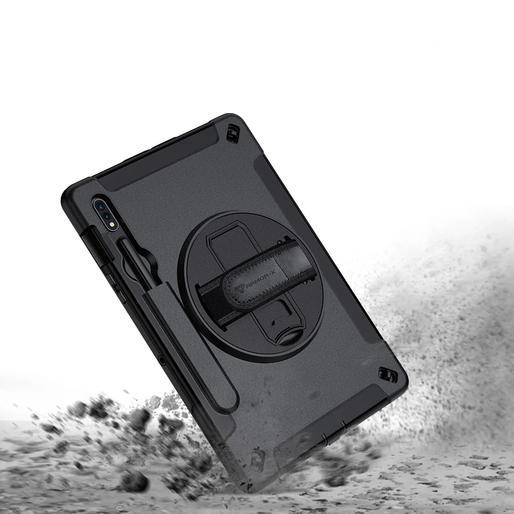 RIN-SS-S7 | Samsung Galaxy Tab S7 SM-T870 / SM-T875 / SM-T876B | Rainproof military grade rugged case with hand strap and kick-stand - Image 9