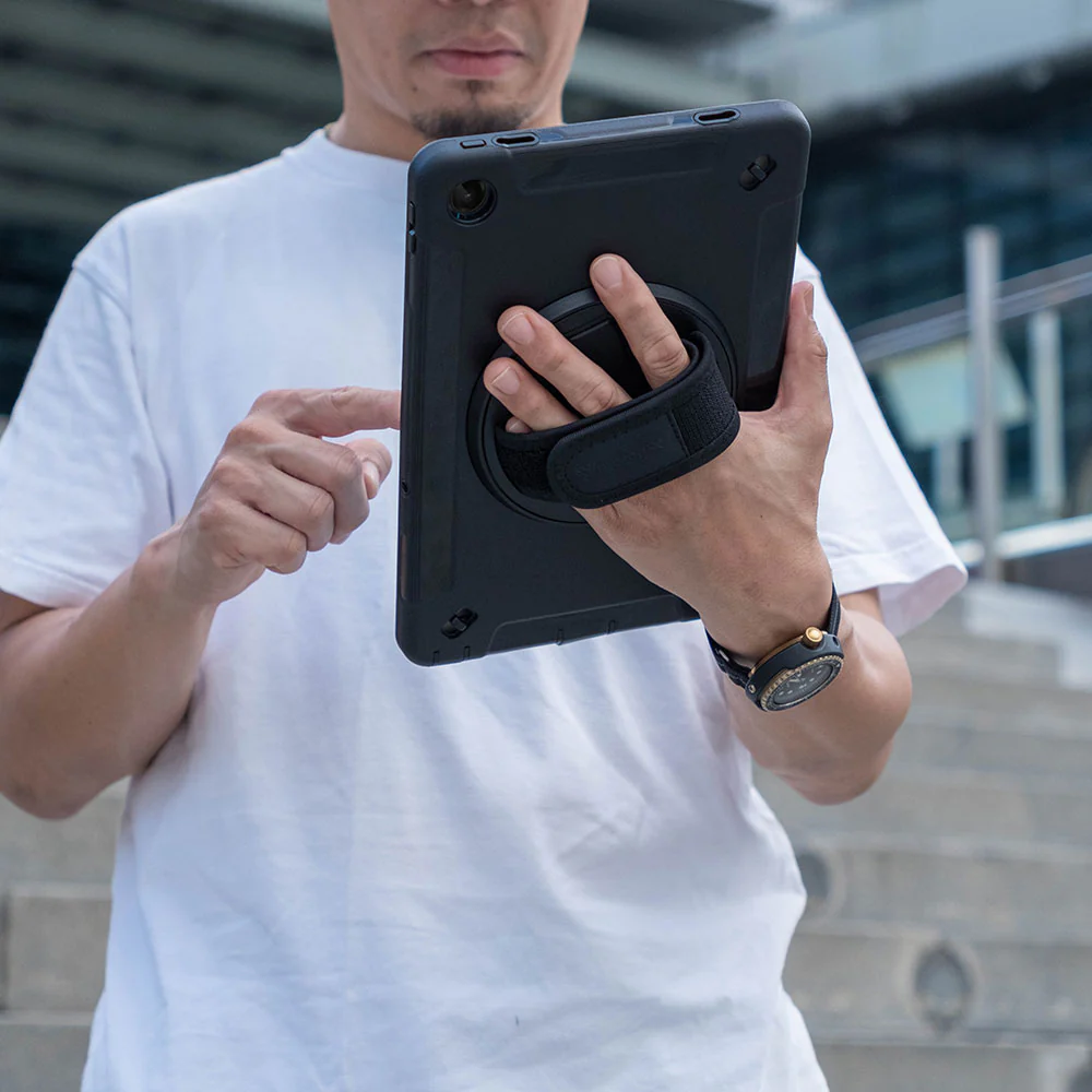 RIN-SS-S7P | Samsung Galaxy Tab S7 Plus S7+ SM-T970 / T975 / T976B | Rainproof military grade rugged case with hand strap and kick-stand - Image 3