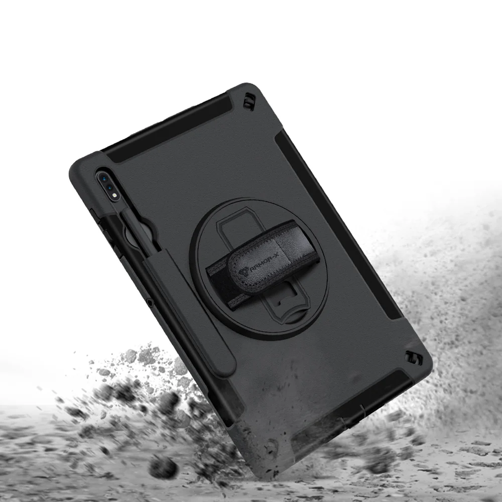 RIN-SS-S7P | Samsung Galaxy Tab S7 Plus S7+ SM-T970 / T975 / T976B | Rainproof military grade rugged case with hand strap and kick-stand - Image 8