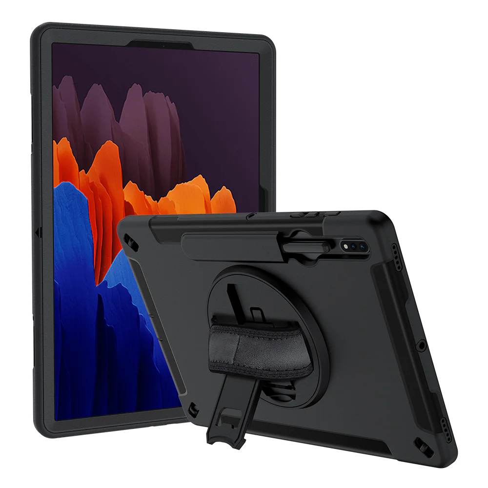 RIN-SS-S7P | Samsung Galaxy Tab S7 Plus S7+ SM-T970 / T975 / T976B | Rainproof military grade rugged case with hand strap and kick-stand - Image 9