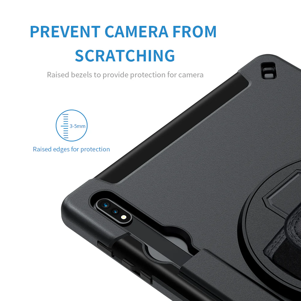 RIN-SS-S7P | Samsung Galaxy Tab S7 FE SM-T730 / T733 / T736B / T735NZ | Rainproof military grade rugged case with hand strap and kick-stand - Image 11