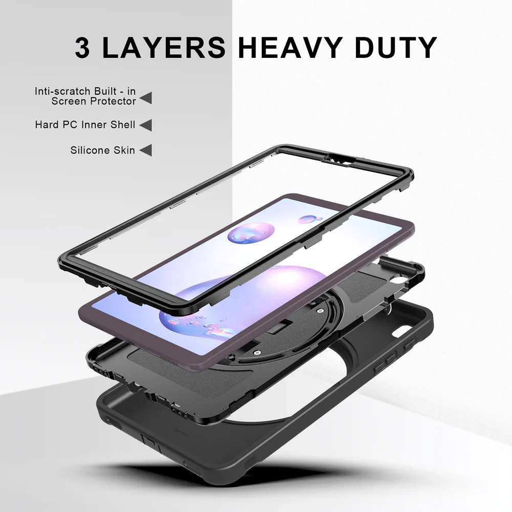 RIN-SS-T307 | Samsung Galaxy Tab A 8.4 (2020) SM-T307 | Rainproof military grade rugged case with hand strap and kick-stand - Image 8