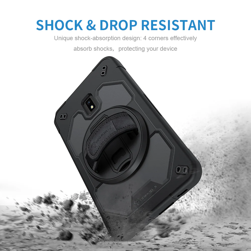 RIN-SS-T570 | Samsung Galaxy Tab Active 3 T570 T575 T577 | Rainproof military grade rugged case with hand strap and kick-stand - Image 9
