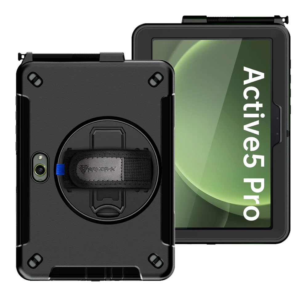 RIN-SS-X350 | Samsung Galaxy Tab Active5 Pro (10.1-inch) SM-X350 SM-X356 SM-X358 / Active4 Pro / Active Pro | Rainproof military grade rugged case with hand strap and kick-stand - Image 11